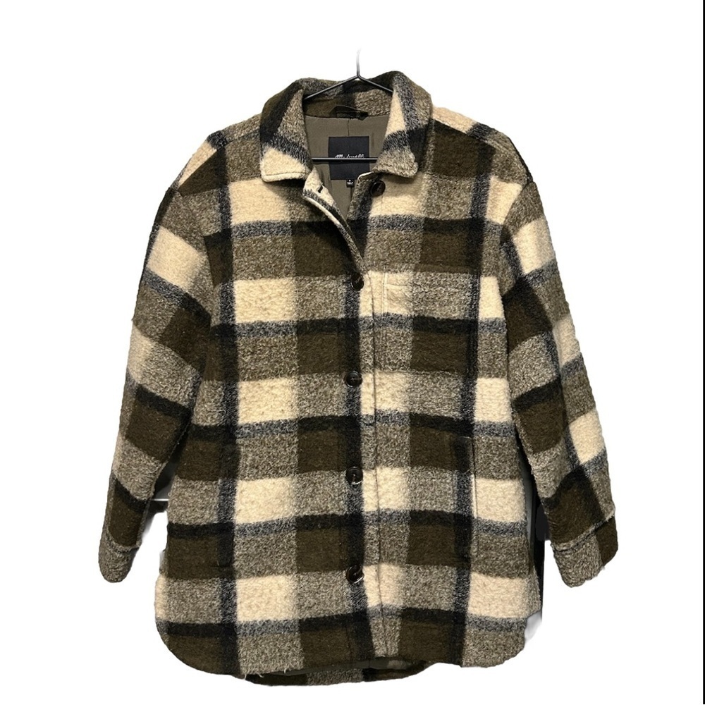 Madewell Belrose Shirt-Jacket In Marian Plaid Oversized Plaid Wool blend Size M - Picture 4 of 13